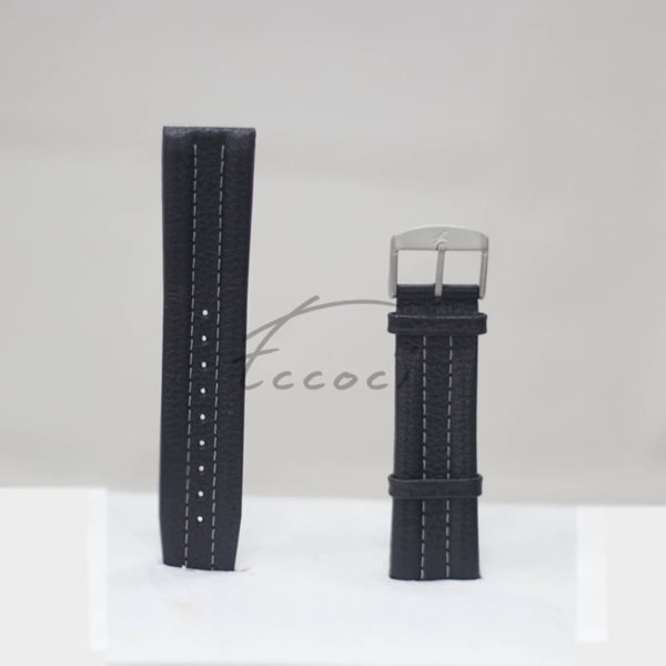 24 mm Black Colour genuine premium leather strap
