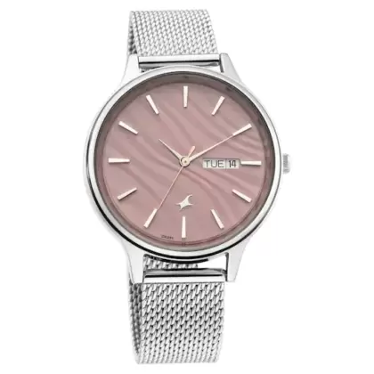 FASTRACK X ANANYA PANDAY - RUFFLES PINK DIAL METAL MESH STRAP WATCH 6207SM01