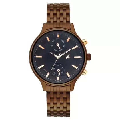 FASTRACK X ANANYA PANDAY - RUFFLES BLACK DIAL STAINLESS STEEL STRAP WATCH NN6208KM01