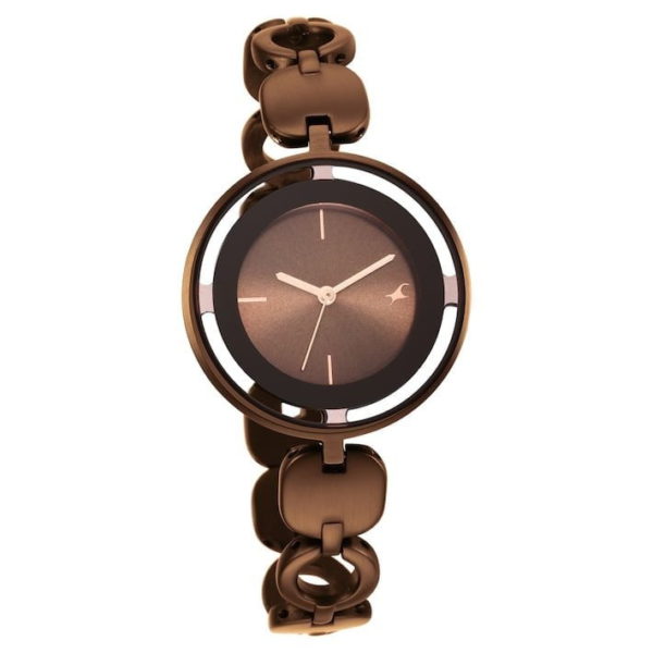 GLITCH BROWN DIAL BROWN BRASS STRAP WATCH 6237QM01