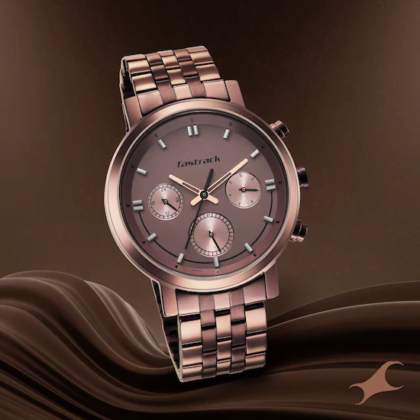 TICK TOCK BROWN DIAL METAL STRAP WATCH 3287QM01