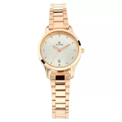 TITAN Silver Dial Metal Strap Watch 2628WM01