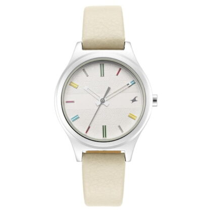 STUNNERS WHITE DIAL GREY LEATHER STRAP WATCH 6152SL06