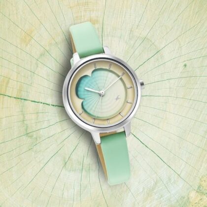 UPTOWN RETREAT MULTICOLORED DIAL ANALOG GREEN LEATHER STRAP WATCH 6264SL01