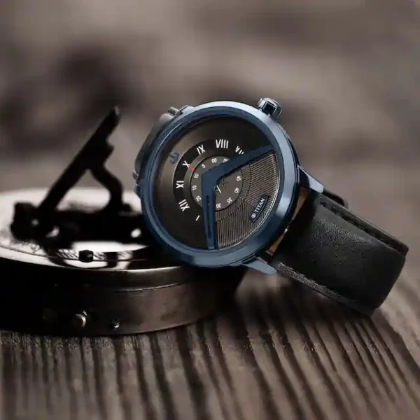 TITAN Maritime Watch with Black Dial & Leather Strap 1828QL04