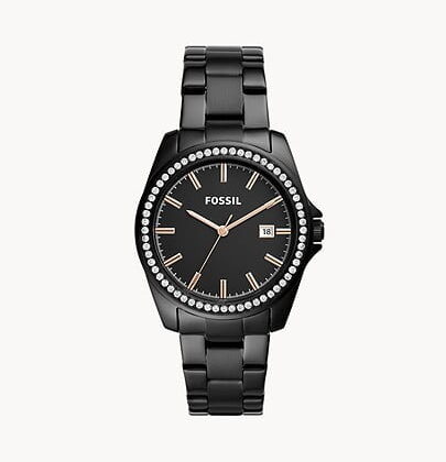 Fossil BQ3318 Janice Three-Hand Black Stainless Steel Watch
