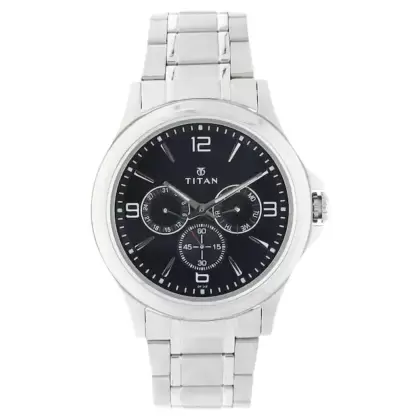 TITAN Blue Dial Silver Stainless Steel Watch for Men 1698SM02