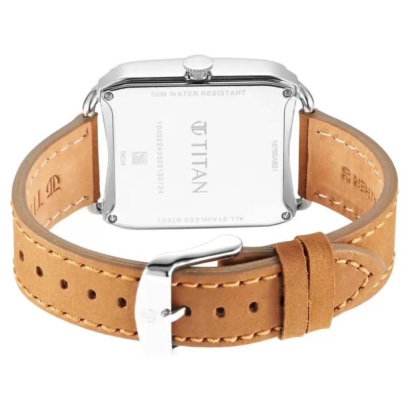 TITAN Grey Dial Leather Strap for Men 1676SL02 - Image 4