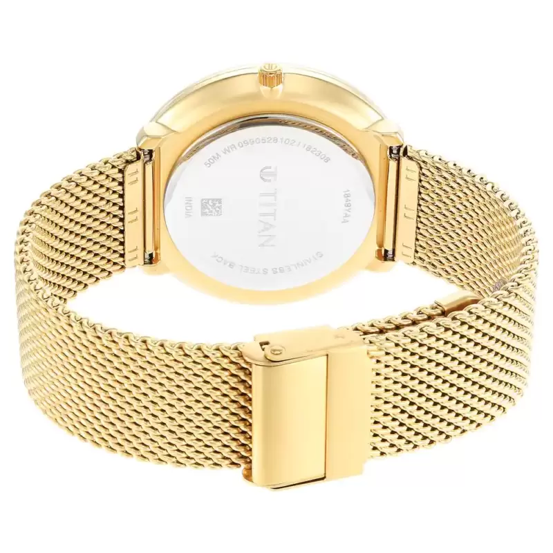 TITAN Black & Gold Silver Dial Stainless Steel Watch 1849YM01 - Image 5