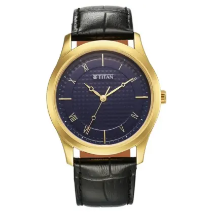 Karishma 1823YL02 Blue Dial Analog Leather Strap Watch for Men