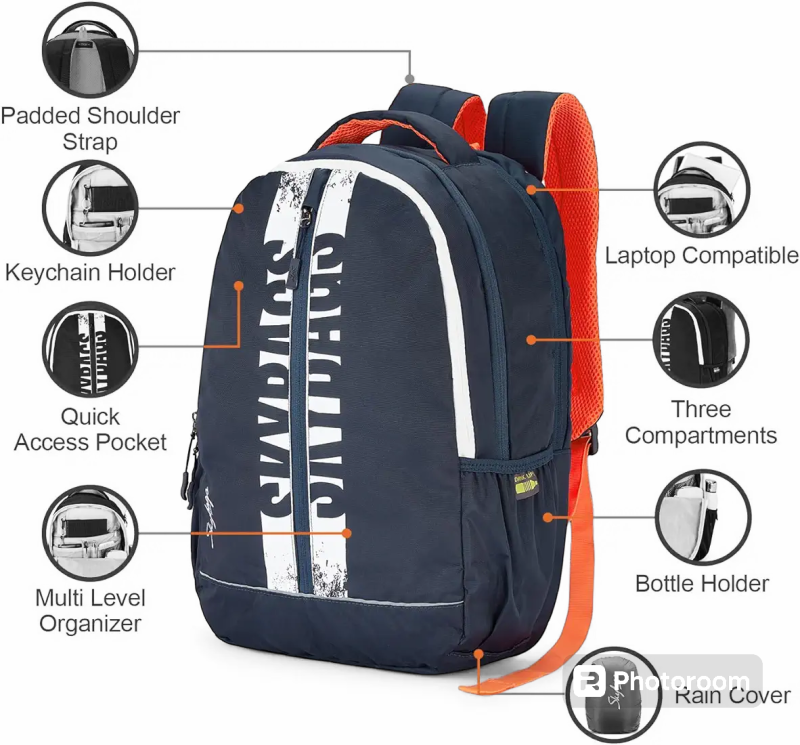 SKYBAGS STRIDER Pro 03 Navy Blue LAPTOP BACKPACK (H) - Image 3