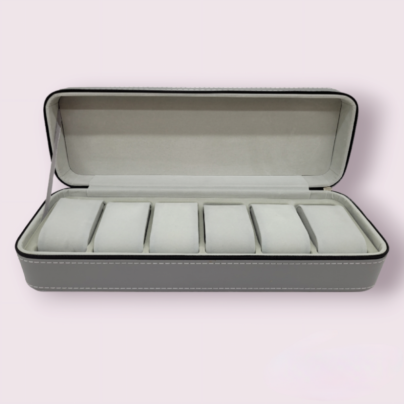 Watches Gift Storage Boxes For Luxury 6 Slot Grey Watch Box Case Storage - Image 2