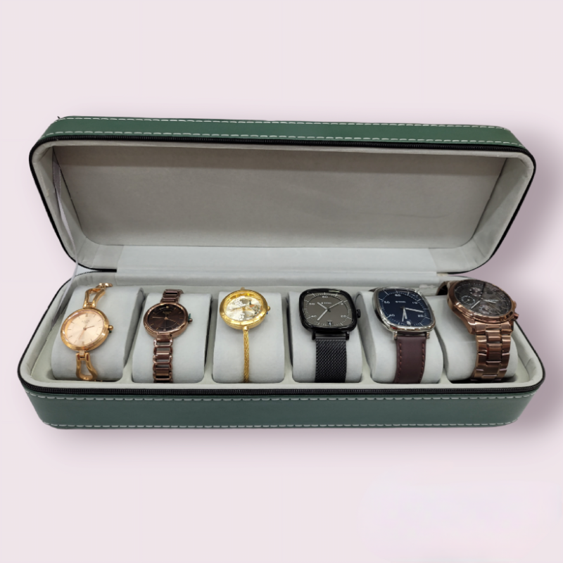 Watches Gift Storage Boxes For Luxury 6 Slot Green Watch Box Case Storage - Image 3