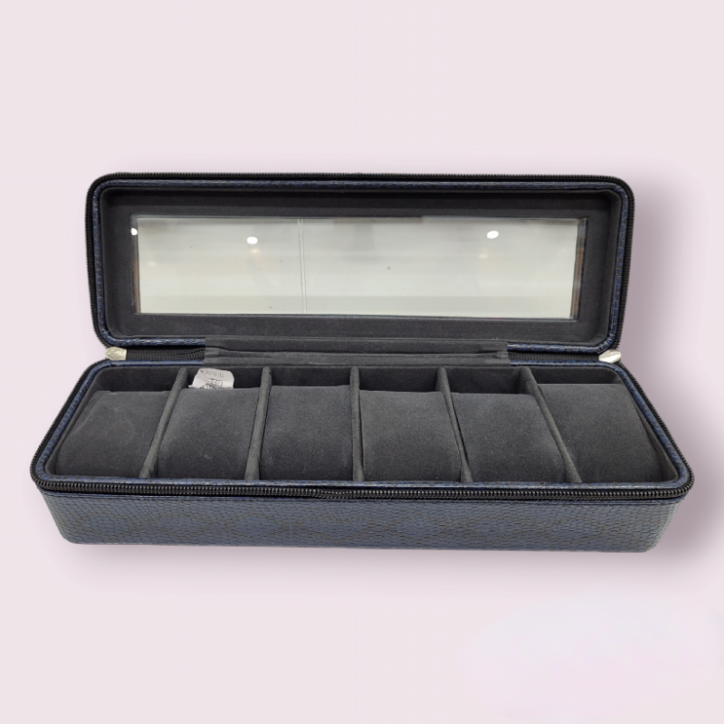 Watches Gift Storage Boxes For Luxury 6 Slot Blue Watch Box Case Storage - Image 2