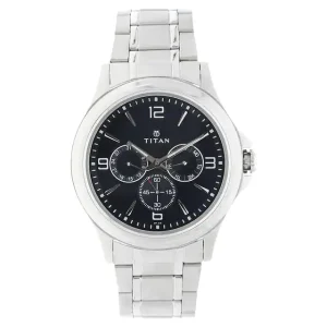TITAN Blue Dial Silver Stainless Steel Watch for Men 1698SM02