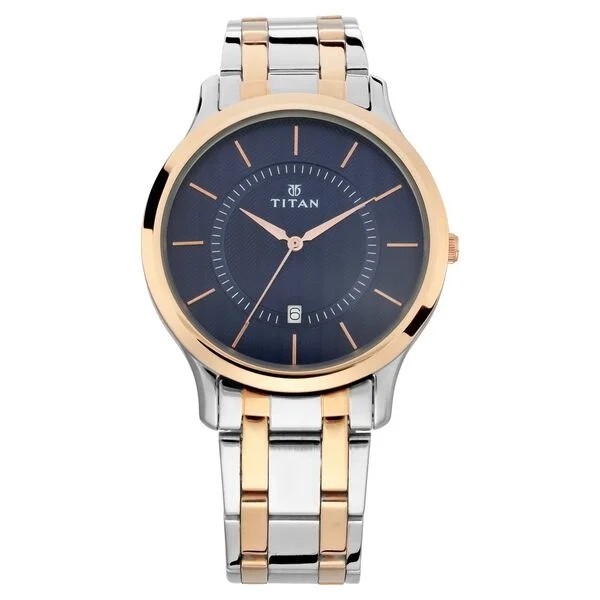 Titan Blue Dial Metal Strap Watch 1825km01