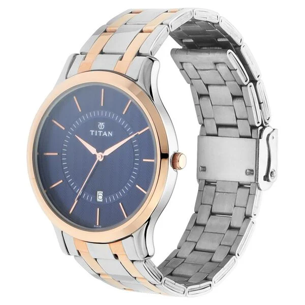 Titan Blue Dial Metal Strap Watch 1825km01 - Image 2