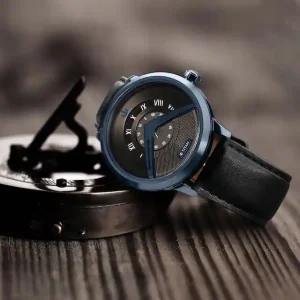 TITAN Maritime Watch with Black Dial & Leather Strap 1828QL04