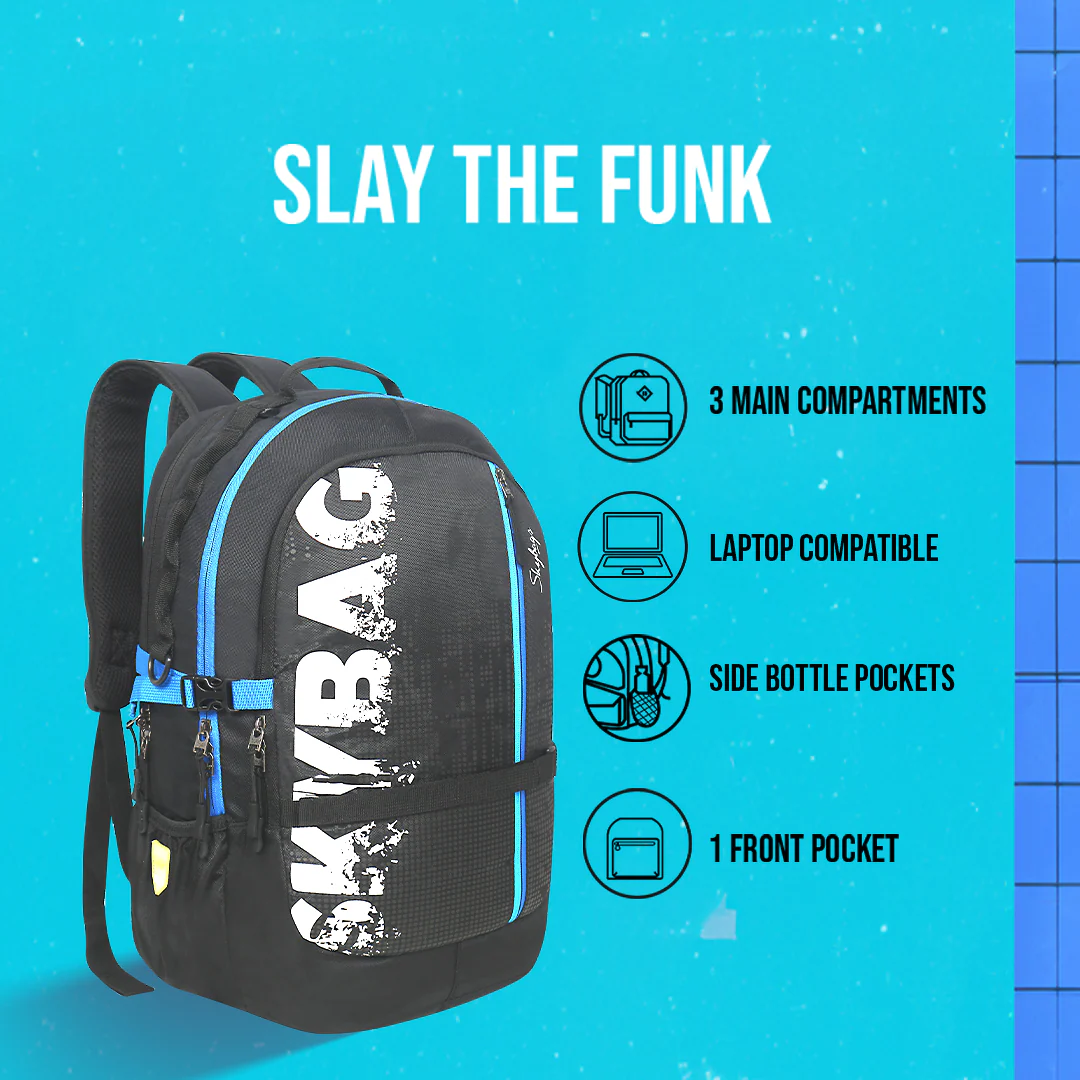 Skybags Strider Nxt 01 Laptop Backpack (H) Black - Image 3