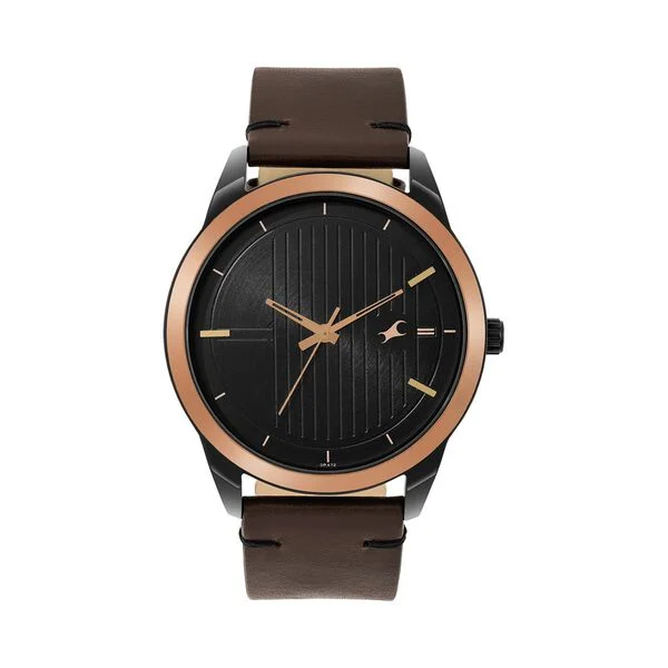 Fastrack 3308KL01 Black Dial Leather Strap Watch for Men