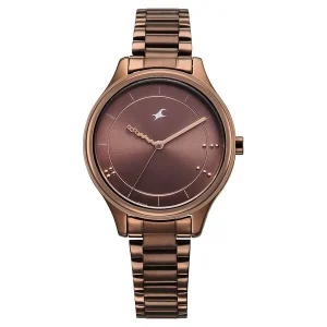 Fastrack Stunners 6296QM01  Brown Metal Strap Watch For Girls: