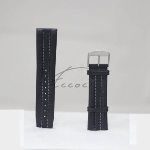 24 mm Black Colour genuine premium leather strap