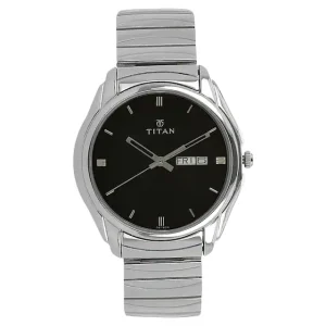 TITAN Black Dial Silver Stainless Steel Strap Watch 1578SM04