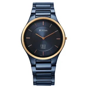 Titan Edge 1696KC05 Ceramic Quartz Watch BD – Blue Dial, Stylish Bicolour Design
