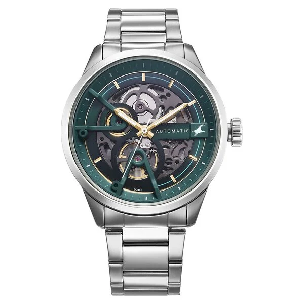 Fastrack Automatics 3318SM01 Green Dial Silver Metal Strap Automatic Watch