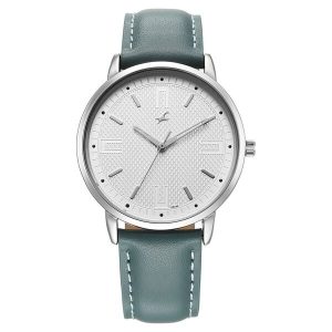 Fastrack Stunners X 38159SL01 Quartz Analog Silver Dial Leather Strap Watch For Guys