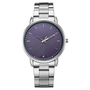 Fastrack Stunners 38159SM08 Quartz Analog Purple Dial Silver Stainless Steel Strap Watch For Guys