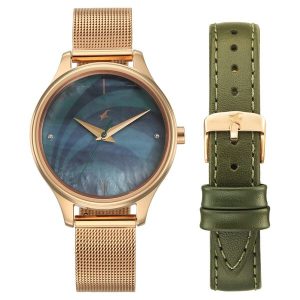 Fastrack 6296WM03 2X Edit with Green MOP Dial & Interchangeable Straps for Girls