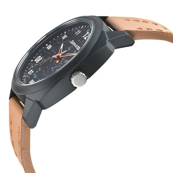 Sonata 77086pl01 leather strap Watch for Men - Image 3