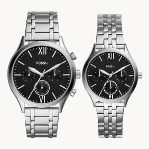 FOSSIL His and Her Fenmore Midsize Multifunction Stainless Steel Watch BQ2469SET