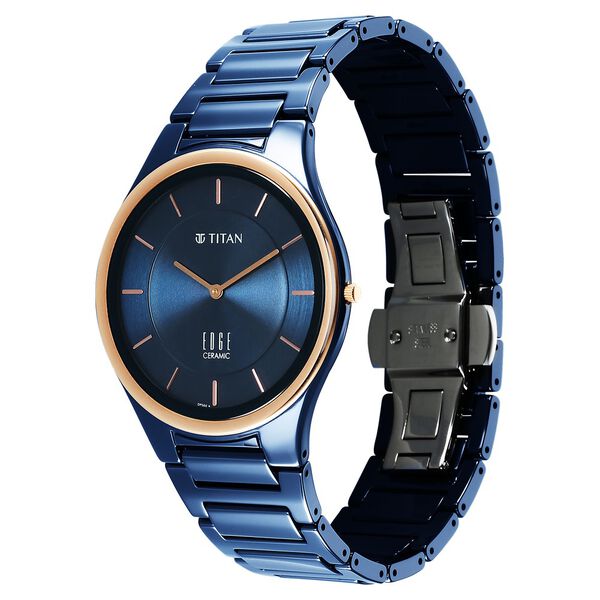 Titan Edge 1696KC05 Ceramic Quartz Watch BD – Blue Dial, Stylish Bicolour Design - Image 2