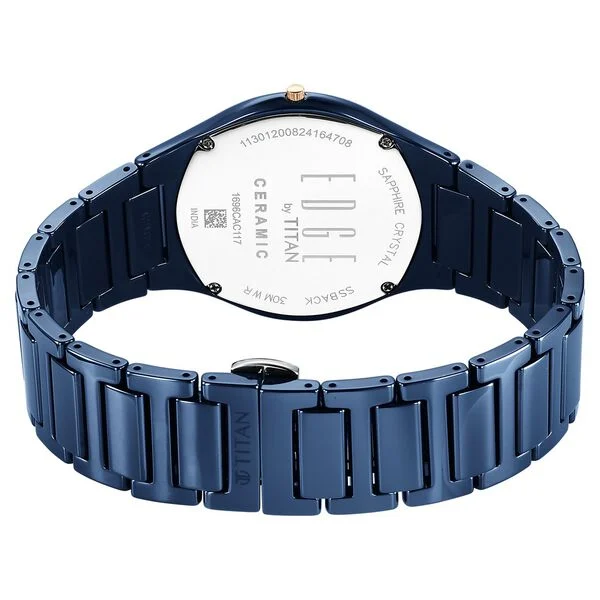Titan Edge 1696KC05 Ceramic Quartz Watch BD – Blue Dial, Stylish Bicolour Design - Image 4