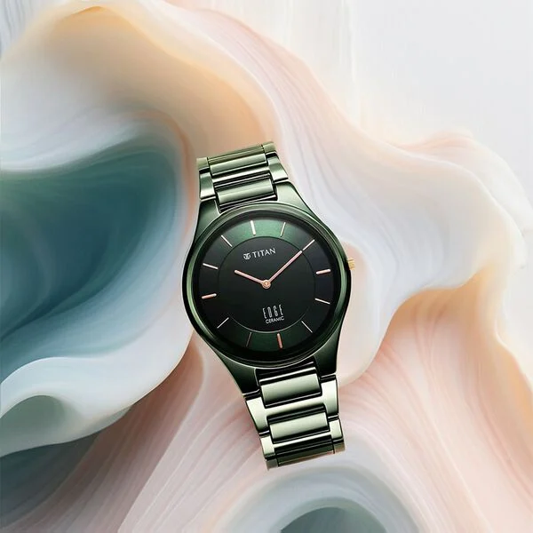 Titan Edge Ceramic 1696QC06 – Glossy Green Dial Watch