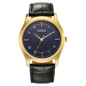Karishma 1823YL02 Blue Dial Analog Leather Strap Watch for Men