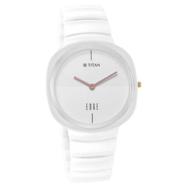 Titan Edge Squircle 1841qc03 Arctic White with Glossy Ceramic Unisex Watch - Image 2