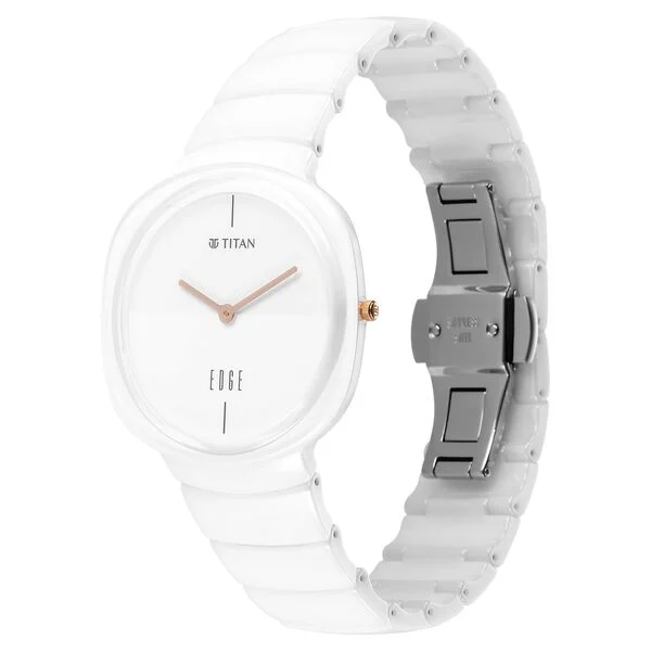 Titan Edge Squircle 1841qc03 Arctic White with Glossy Ceramic Unisex Watch - Image 4