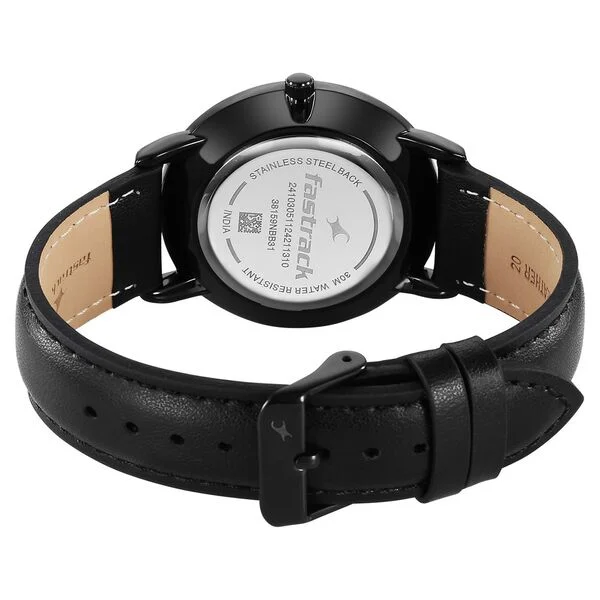 Fastrack Stunners X 38159NL01 Quartz Analog Black Dial Leather Strap Watch - Image 4
