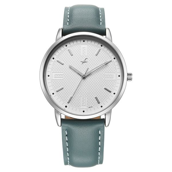 Fastrack Stunners X 38159SL01 Quartz Analog Silver Dial Leather Strap Watch For Guys