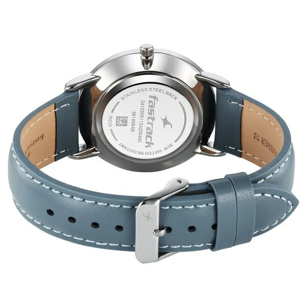Fastrack Stunners X 38159SL01 Quartz Analog Silver Dial Leather Strap Watch For Guys - Image 4