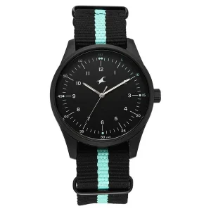 Fastrack 38214NP02 Black Dial Two Toned Nylon Strap Watch