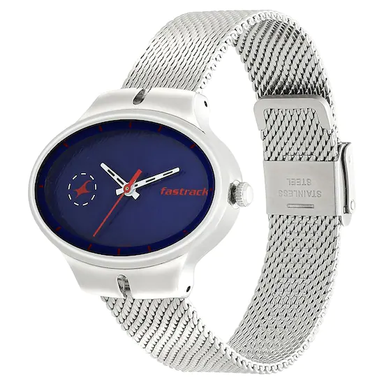 Fastrack BLUE DIAL SILVER STAINLESS STEEL STRAP WATCH 6185SM01 - Image 2
