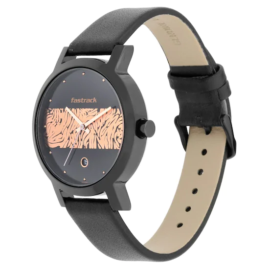 FASTRACK X ANANYA PANDAY ANIMAL PRINT WATCH WITH BLACK WITH ROSE GOLD DIAL 6222NL01 - Image 2
