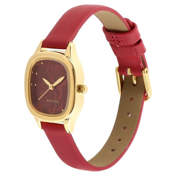 Sonata 8060yl03 Red Dial Watch for Women - Image 3