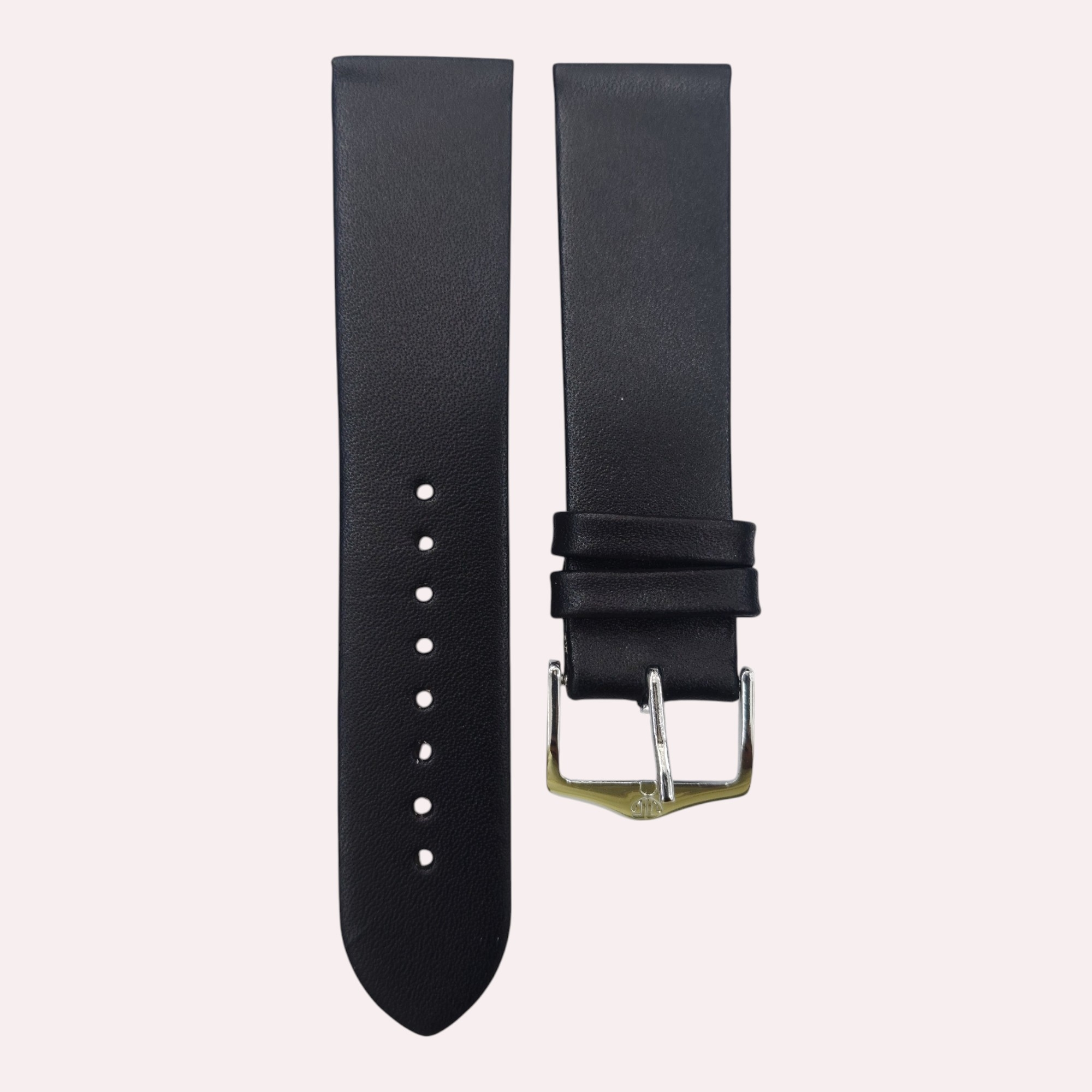Titan 22mm HCCL Black leather strap with SS BUCKLE