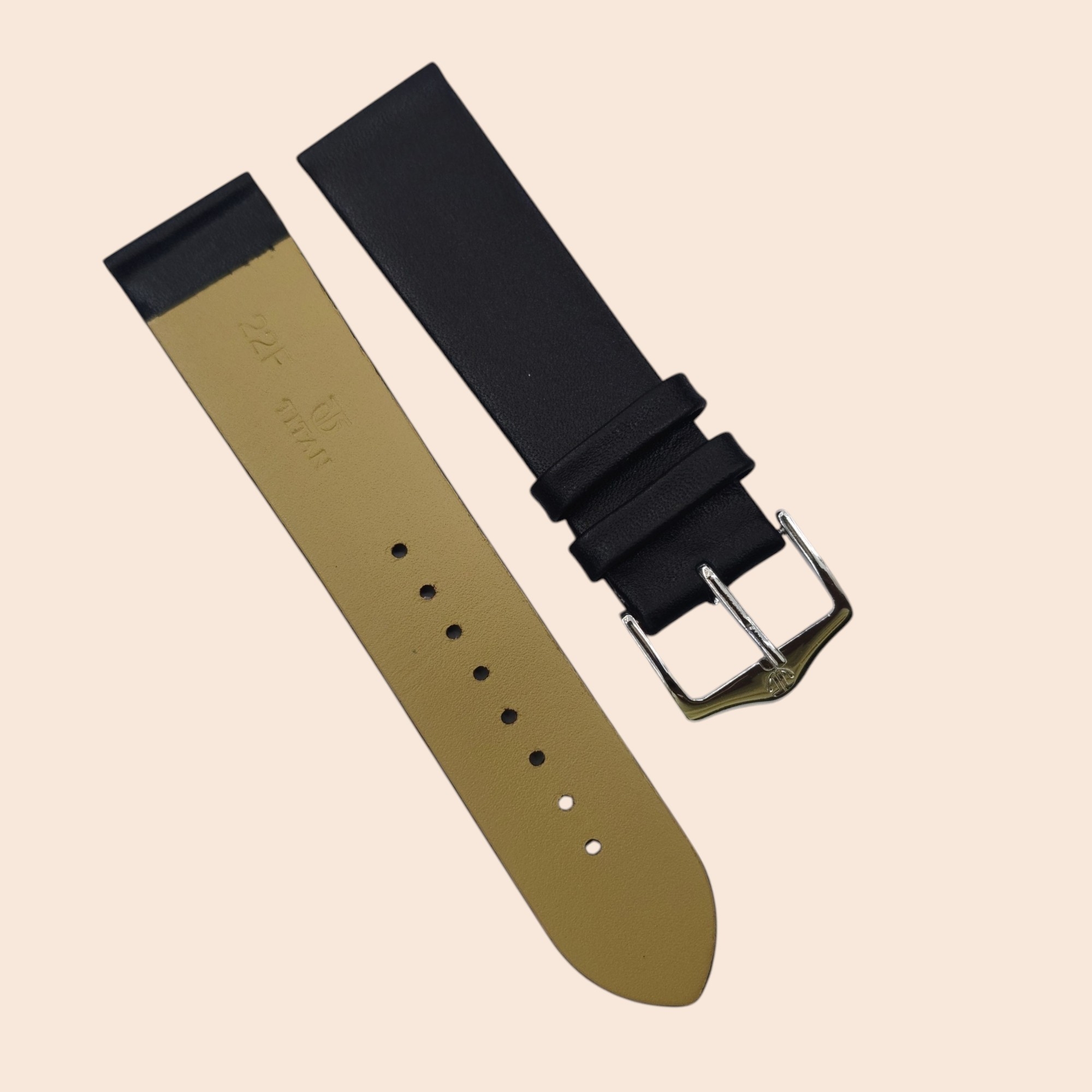Titan 22mm HCCL Black leather strap with SS BUCKLE - Image 2