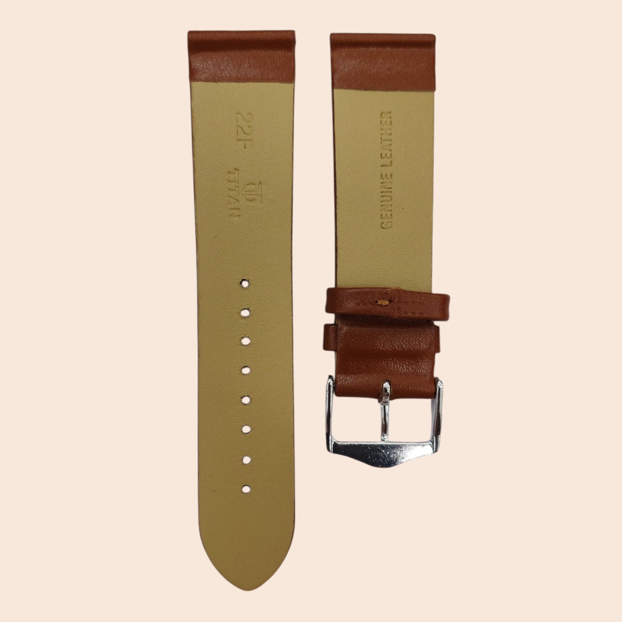 Titan 22mm HCCL TAN leather strap with SS BUCKLE - Image 3